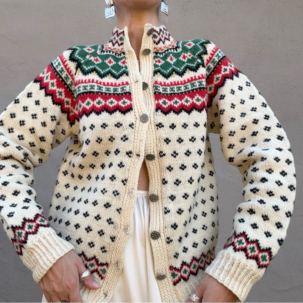 Vintage Nordic Fair Isle Wool Cardigan